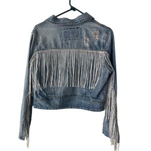 Rhinestone fringe Jean jacket